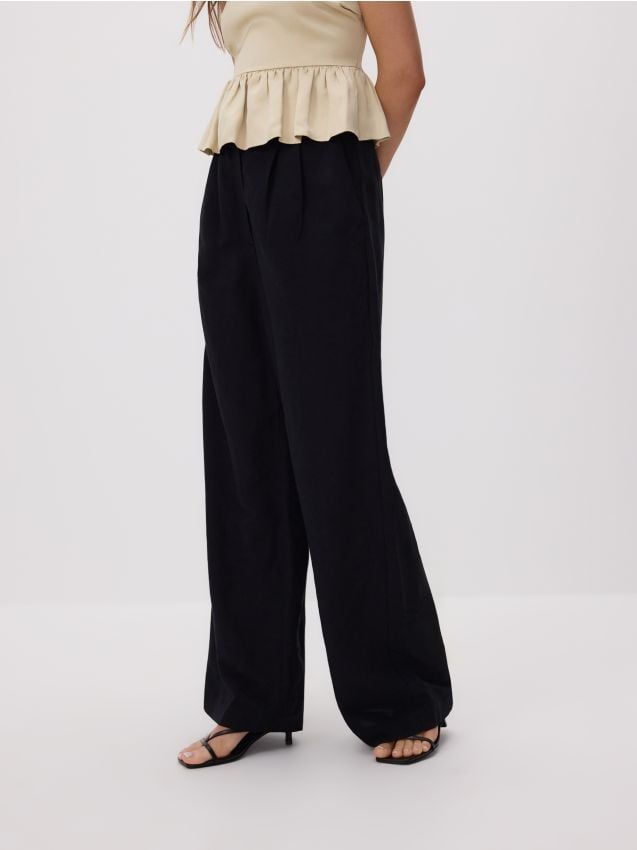 Linen rich wide leg trousers - RESERVED