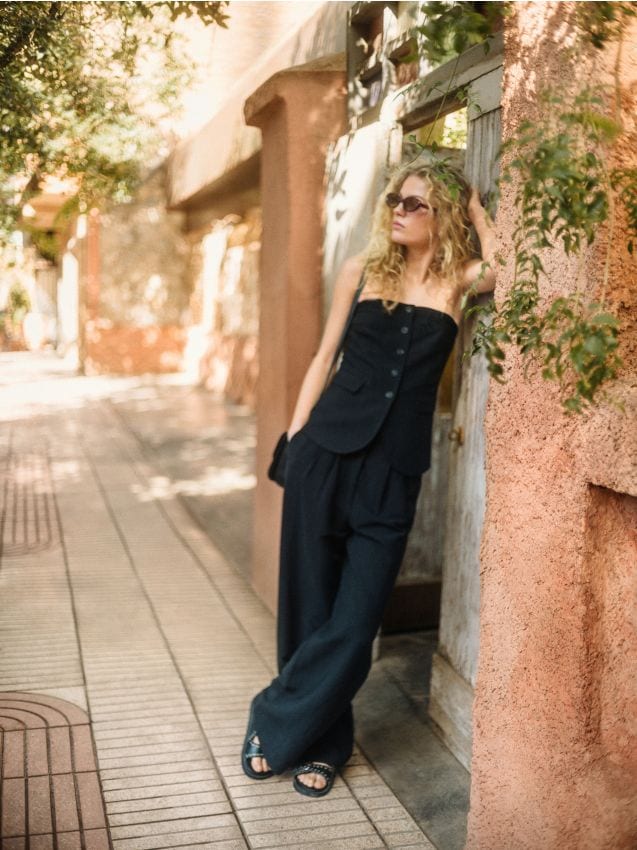 Linen rich wide leg trousers - RESERVED