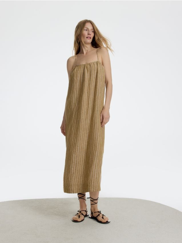 Gestreiftes Leinenkleid - RESERVED