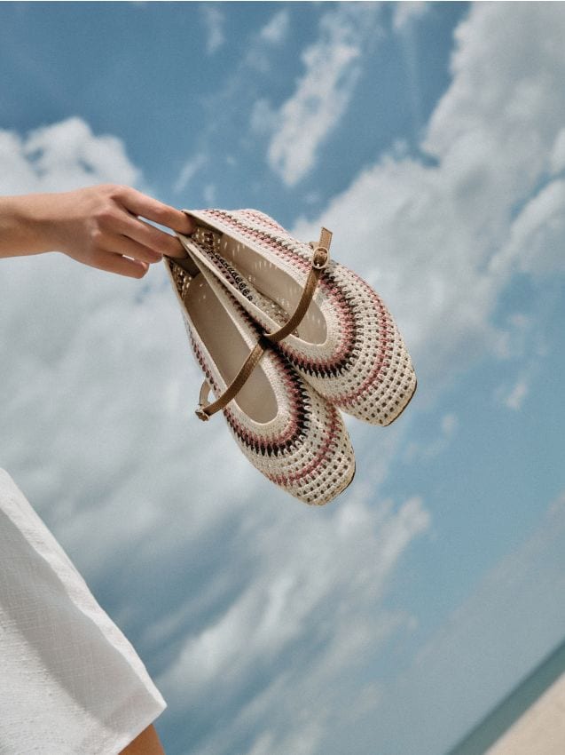 Gevlochten ballerina’s met bandje - RESERVED