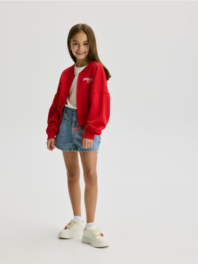 Bomber sweatshirt with embroidery detail - RESERVED