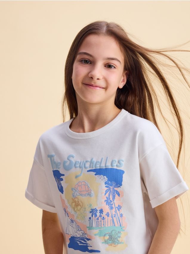 Cotton T-shirt with print - RESERVED