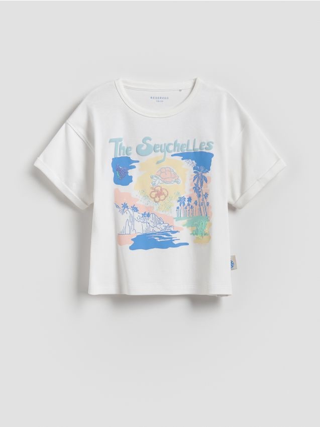 T-shirt i bomull med tryck - RESERVED