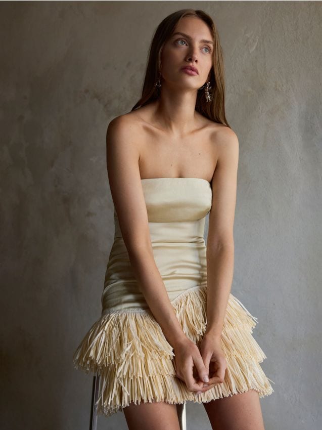 Bandeau dress with fringes - RESERVED