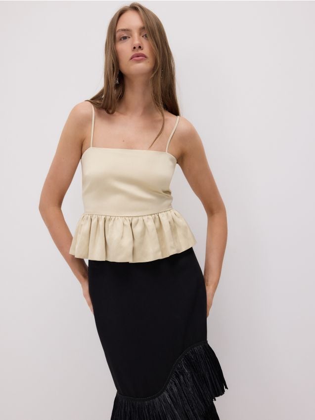 Satin top with peplum hem - RESERVED