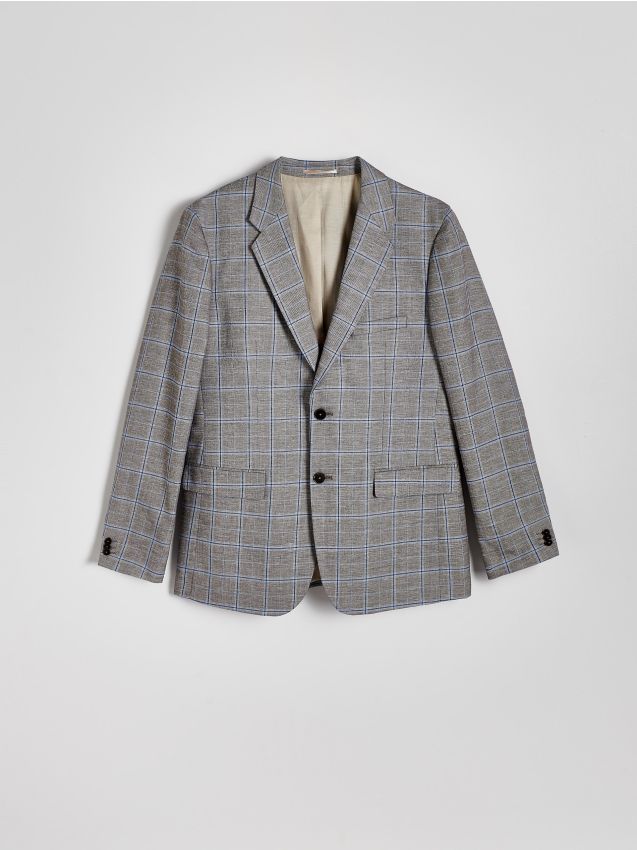 Reserved - blazer regular cu adaos de in - maro