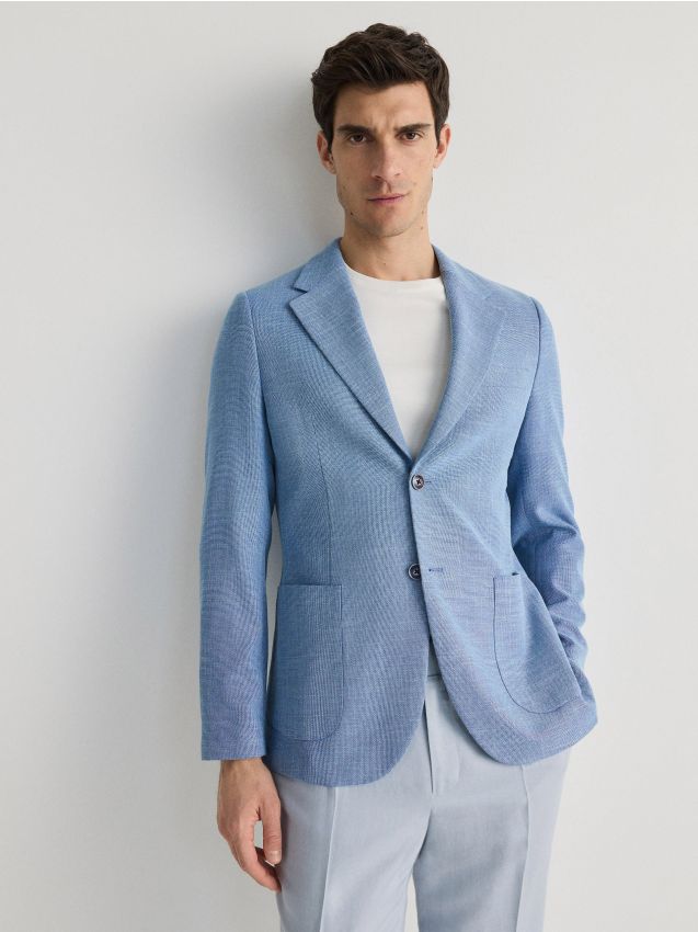 Reserved - sacou slim fit cu adaos de viscoză - albastru-violet