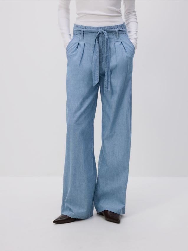 Wide-leg jeans with tie-up - RESERVED