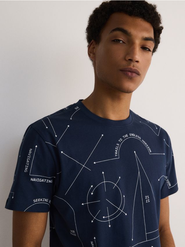 Reserved - tricou regular fit - bleumarin