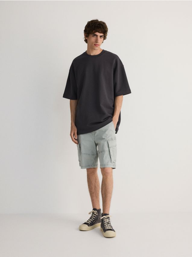 Reserved - tricou oversized uni - gri-închis