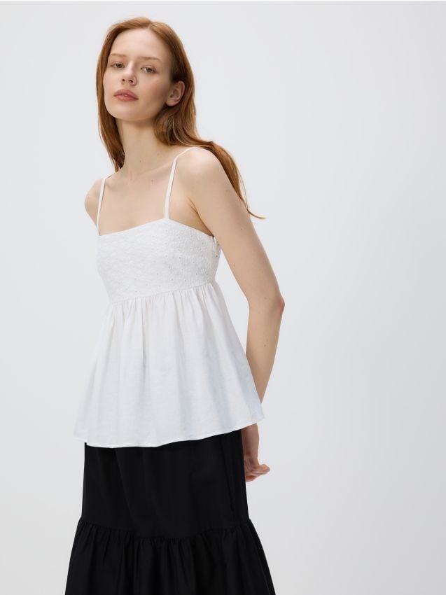 Linen rich strappy blouse - RESERVED