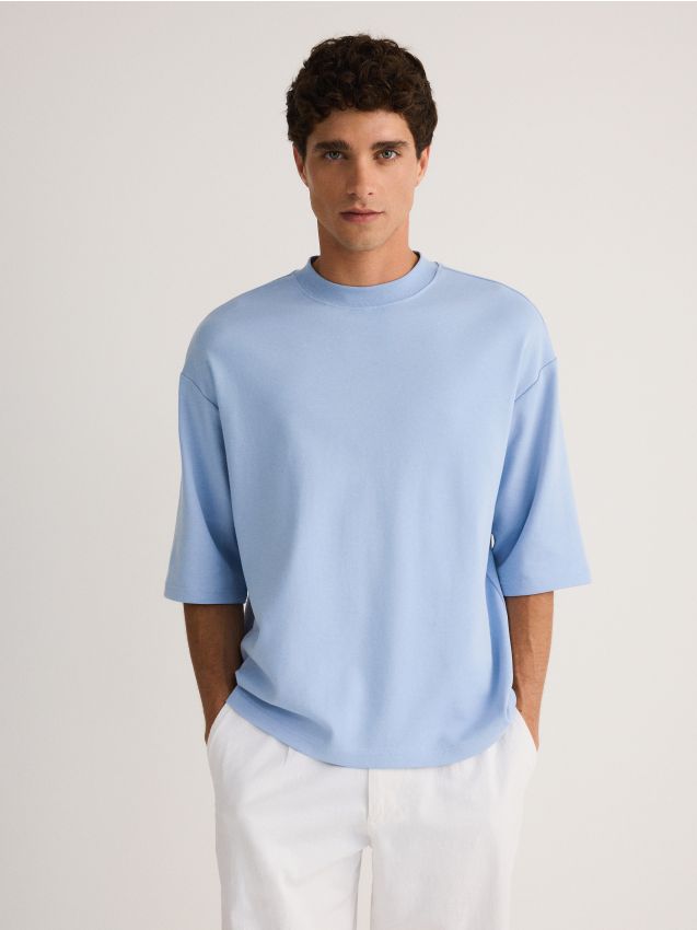 Reserved - tricou oversized uni - albastru-deschis
