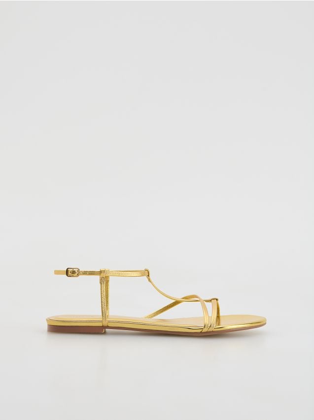 Leather sandals with metallic effect - RESERVED