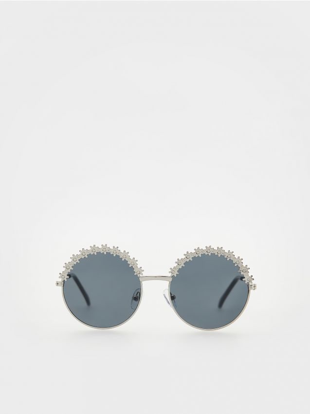 Reserved - ochelari de soare cu rame rotunde - gri deschis