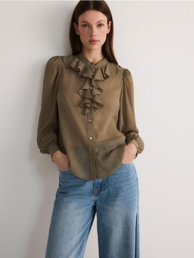 Shirt with ruffle detail - RESERVED