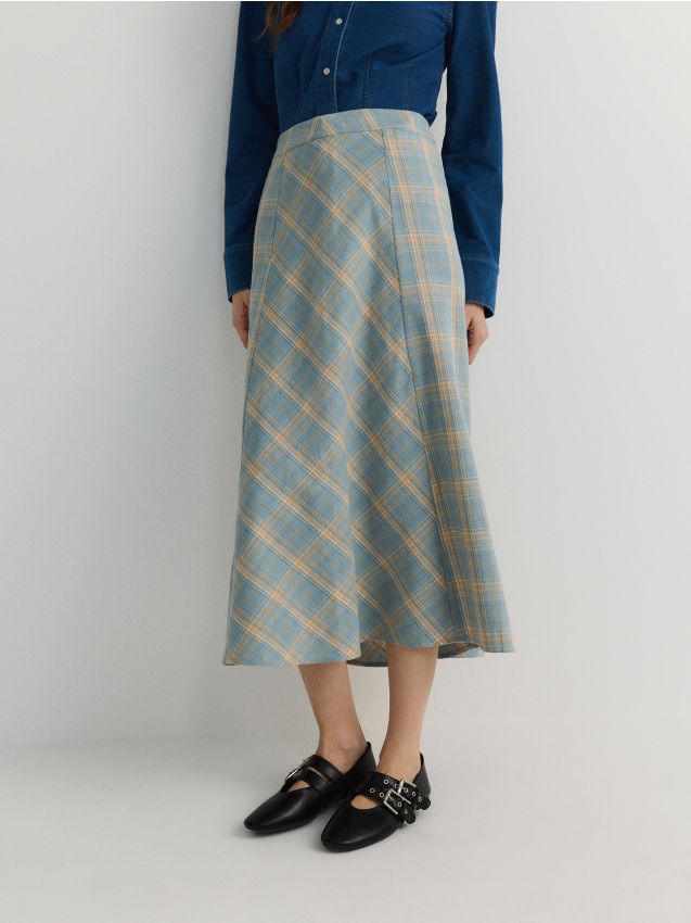 Cotton check skirt - RESERVED