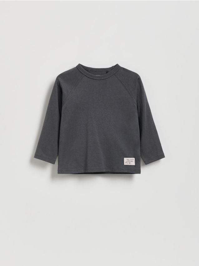 Reserved - Tricou cu mânecă lungă, din bumbac - gri-închis