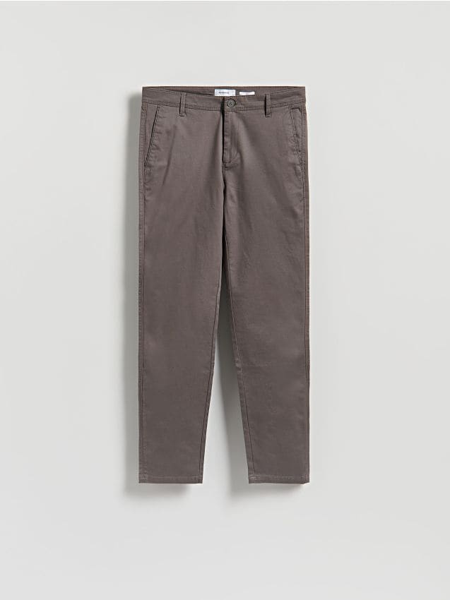 Reserved - Pantaloni chino slim cu conținut ridicat de bumbac - gri-închis