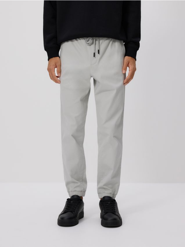 Reserved - Pantaloni jogger din bumbac - gri deschis