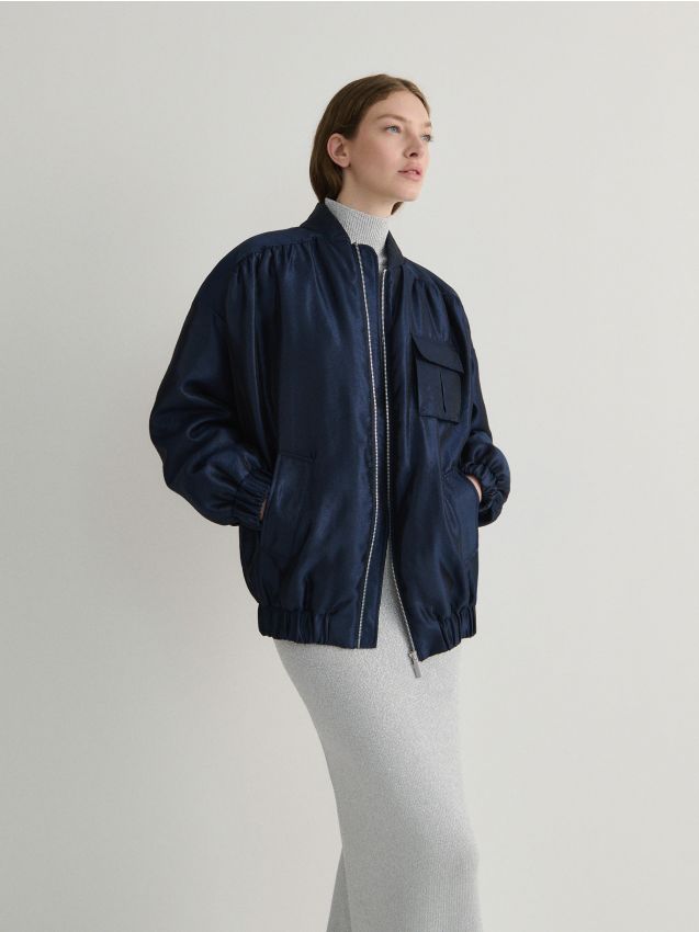 Bomber jacket with gathered details - RESERVED