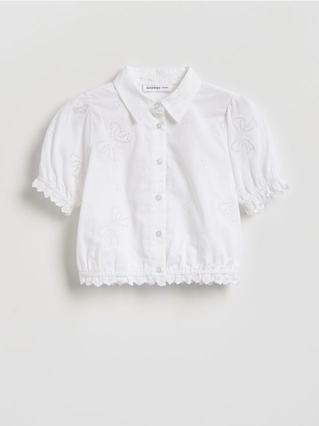 Reserved - Camicia con ricamo traforato - bianco