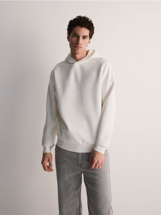 Reserved - bluză sport cu imprimeu minimalist - crem