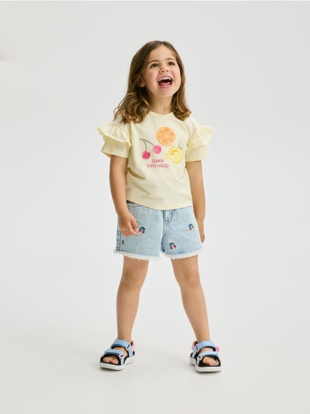 Short en jean brodé - RESERVED