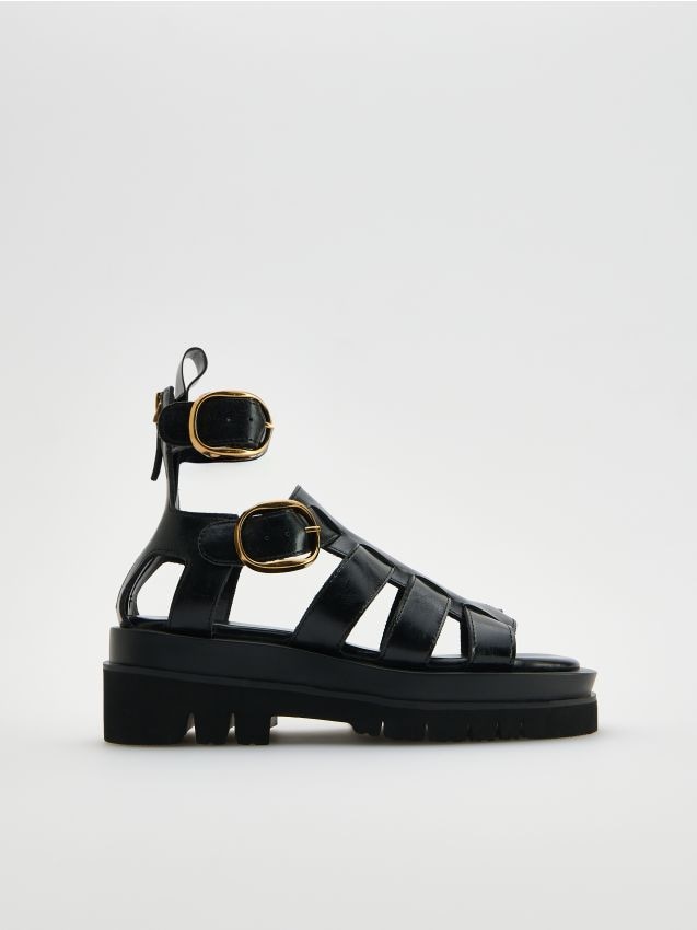 Leather rich sandals with straps - RESERVED