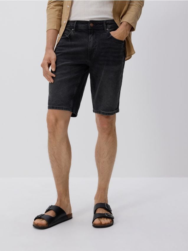 Reserved - Pantaloni scurți slim fit din denim - gri