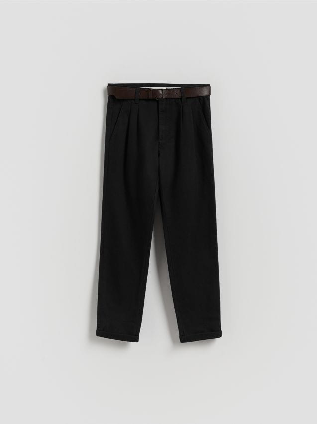 Structural fabric chino trousers with belt - RESERVED
