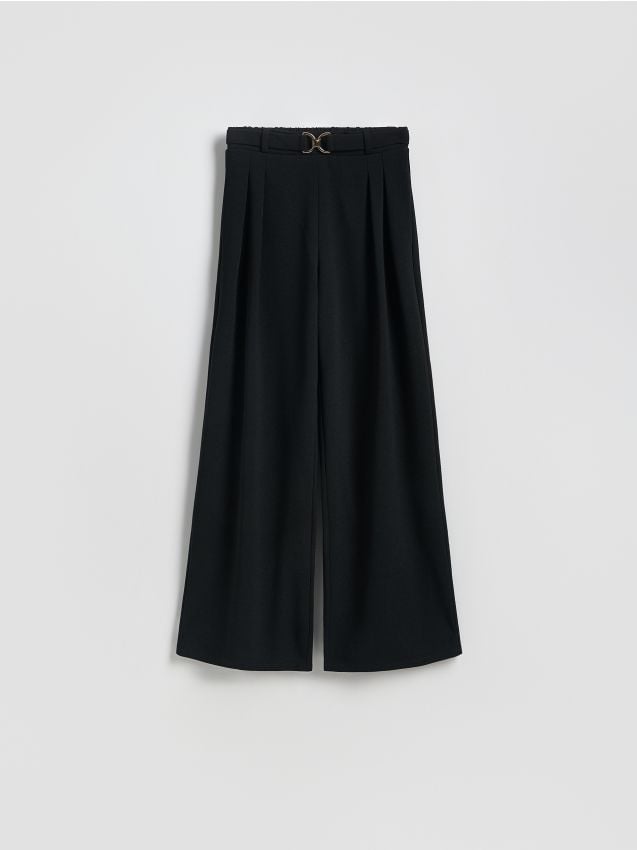 Reserved - Pantaloni largi cu cataramă - negru