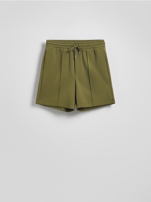 Reserved - Pantaloni scurți confortabili, cu cusături decorative - verde-prăfuit