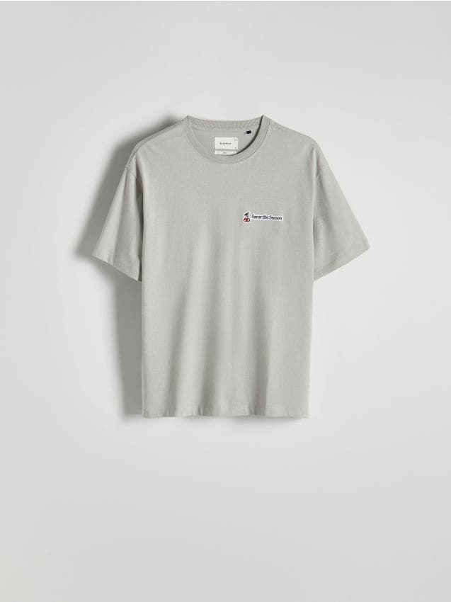 Reserved - tricou boxy cu imprimeu - gri-neutru