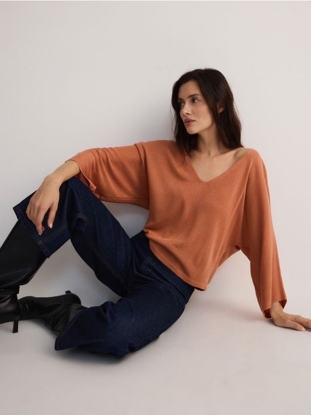 Kimono jumper with linen blend - RESERVED