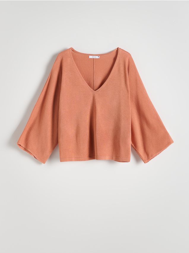 Reserved - ladies` blouse - oranj-mandarină
