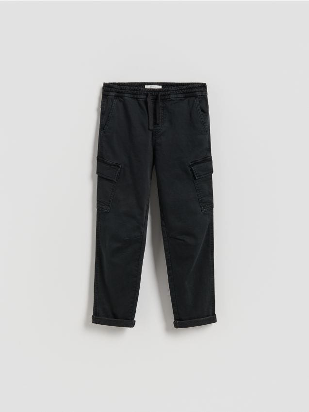 Reserved - Pantaloni cargo elastici - negru