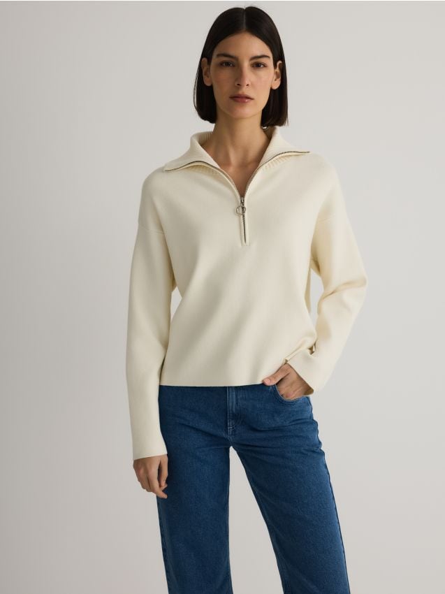 Half zip viscose blend jumper - RESERVED