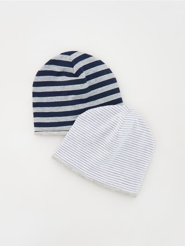 Reserved - Set de 2 căciuli beanie din bumbac - gri deschis