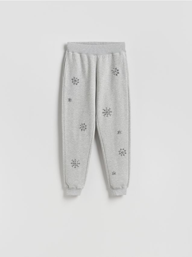 Reserved - Pantaloni trening cu aplicații - gri-închis