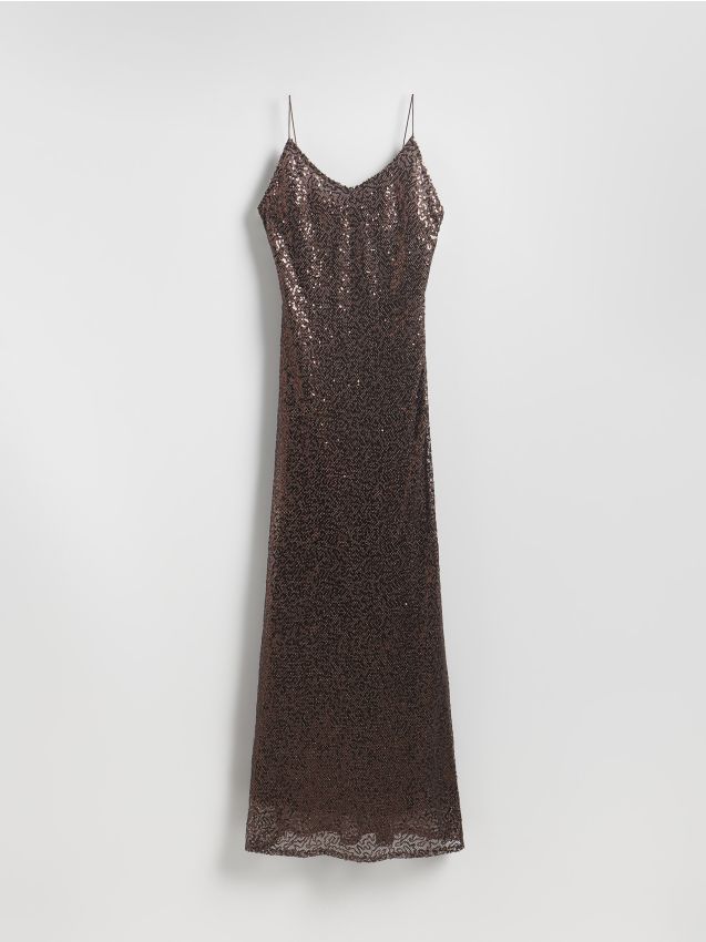 Reserved - Rochie maxi cu paiete - maro-închis Reserved - Rochie maxi cu paiete - maro-închis