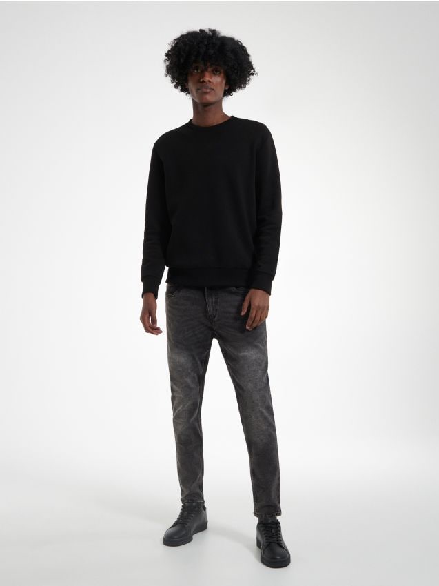 Reserved - blugi skinny cu efect prespălat - gri deschis