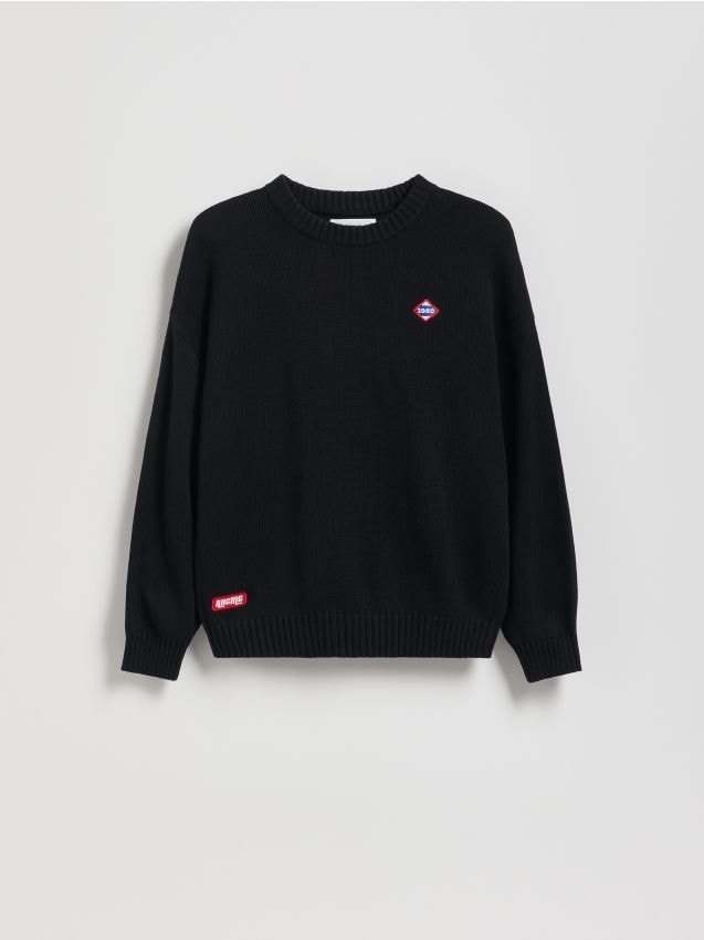 Reserved - Pulover din bumbac - negru