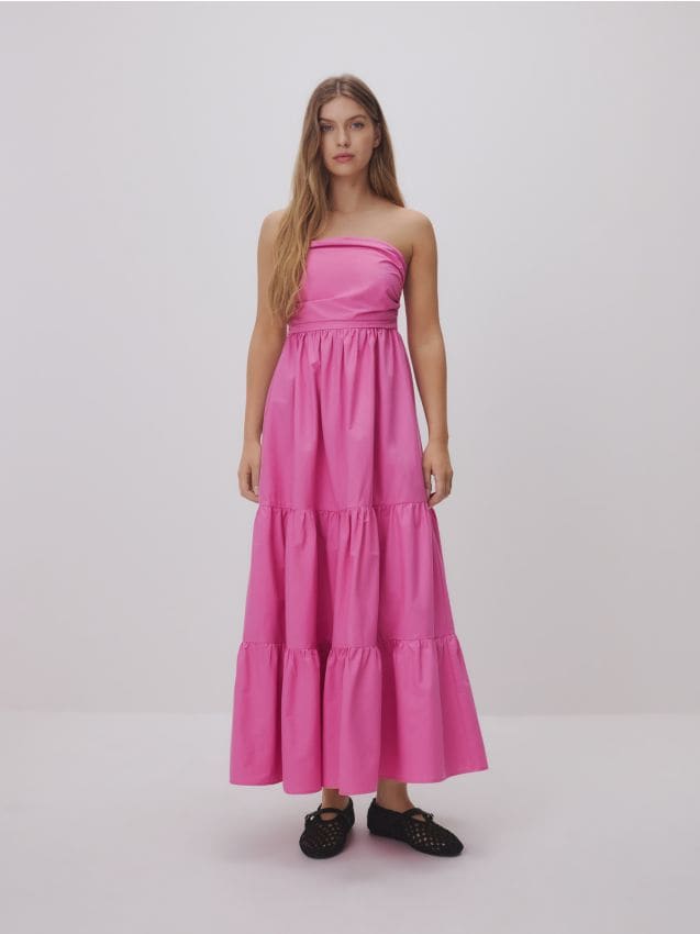 Midi dress with ruffles - RESERVED