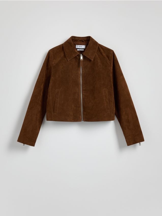 Suede jacket with collar - RESERVED