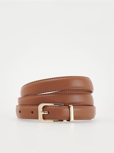 Leather belt with buckle