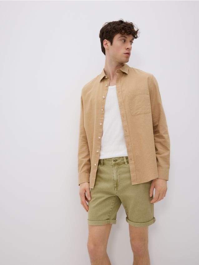Reserved - Pantaloni scurți slim fit din denim - verde