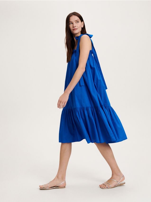 Robe en coton à ourlet volanté - RESERVED