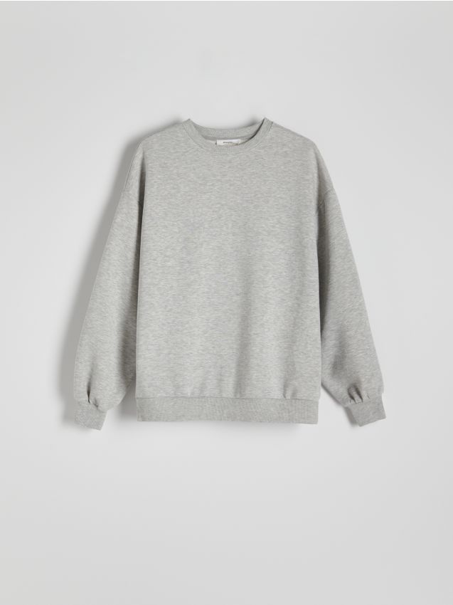 Reserved - bluză sport oversized cu imprimeu - gri deschis