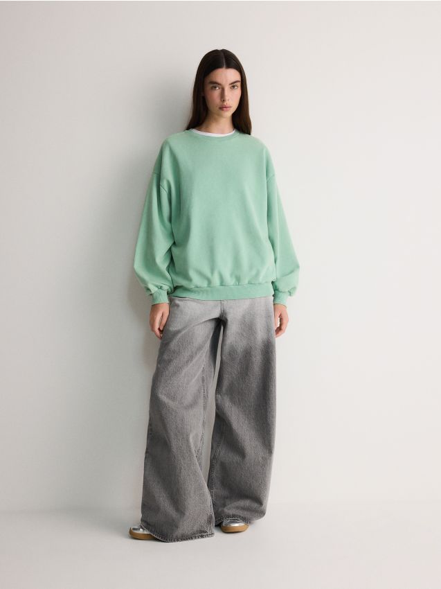 Reserved - bluză sport oversized - verde-deschis