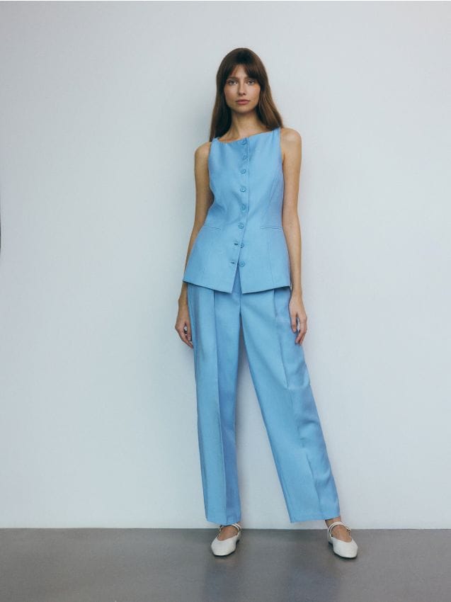 Pleated wide leg trousers - RESERVED